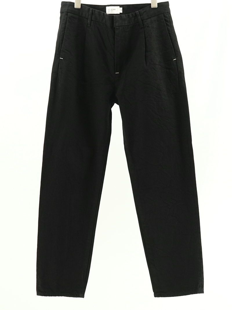 Small Tuck Selvedge Denim Pants BLACK / DN05223