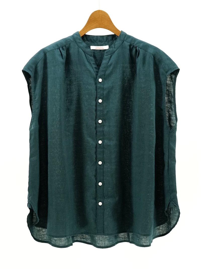 linen voile no sleeve blouse / 231-101