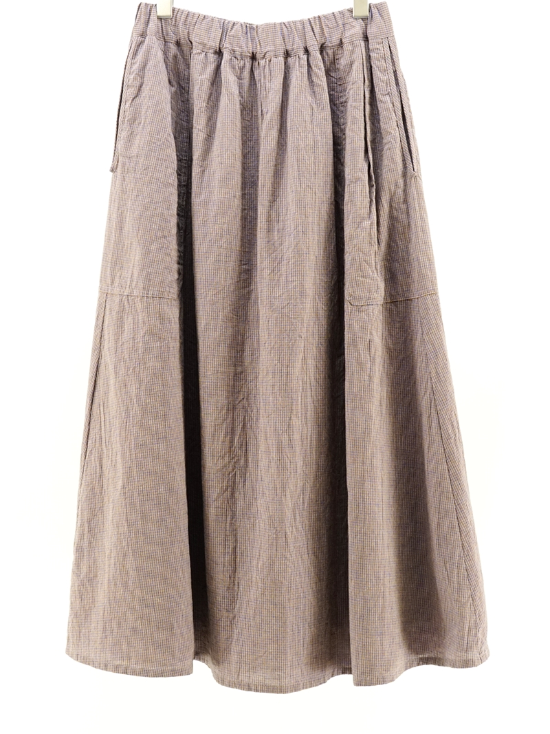 綿麻チェックポケットスカート / PB23218