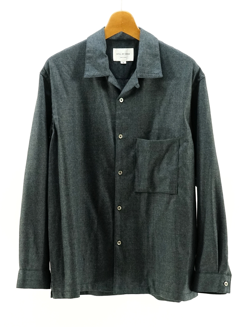Open collar wool shirt / SH04233