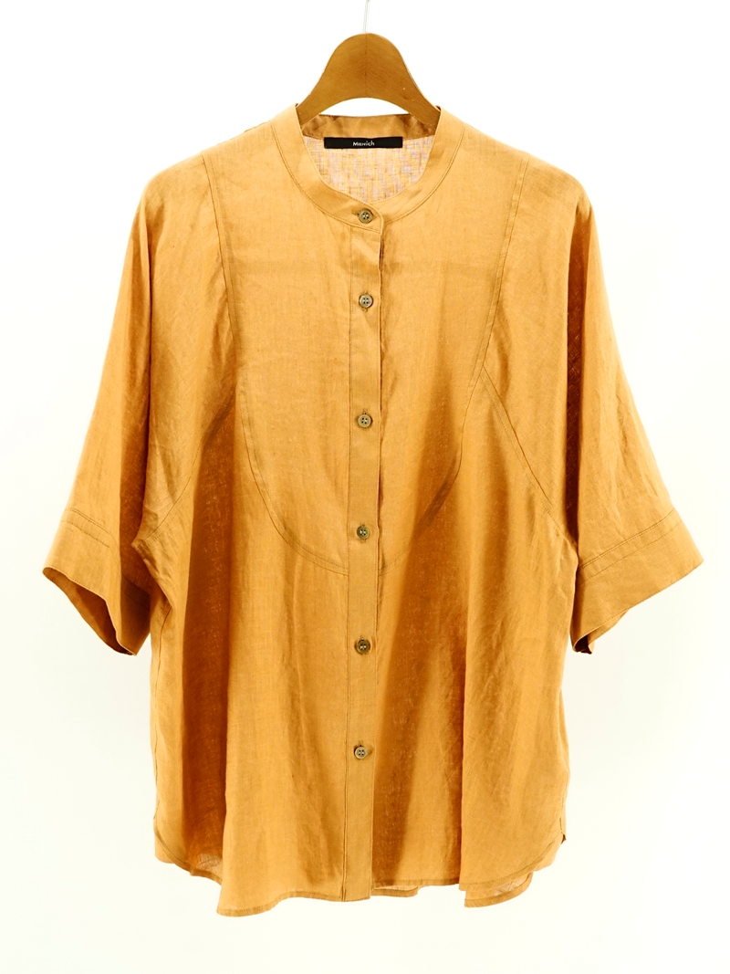 linen canvas half sleeve shirt / MN241T50