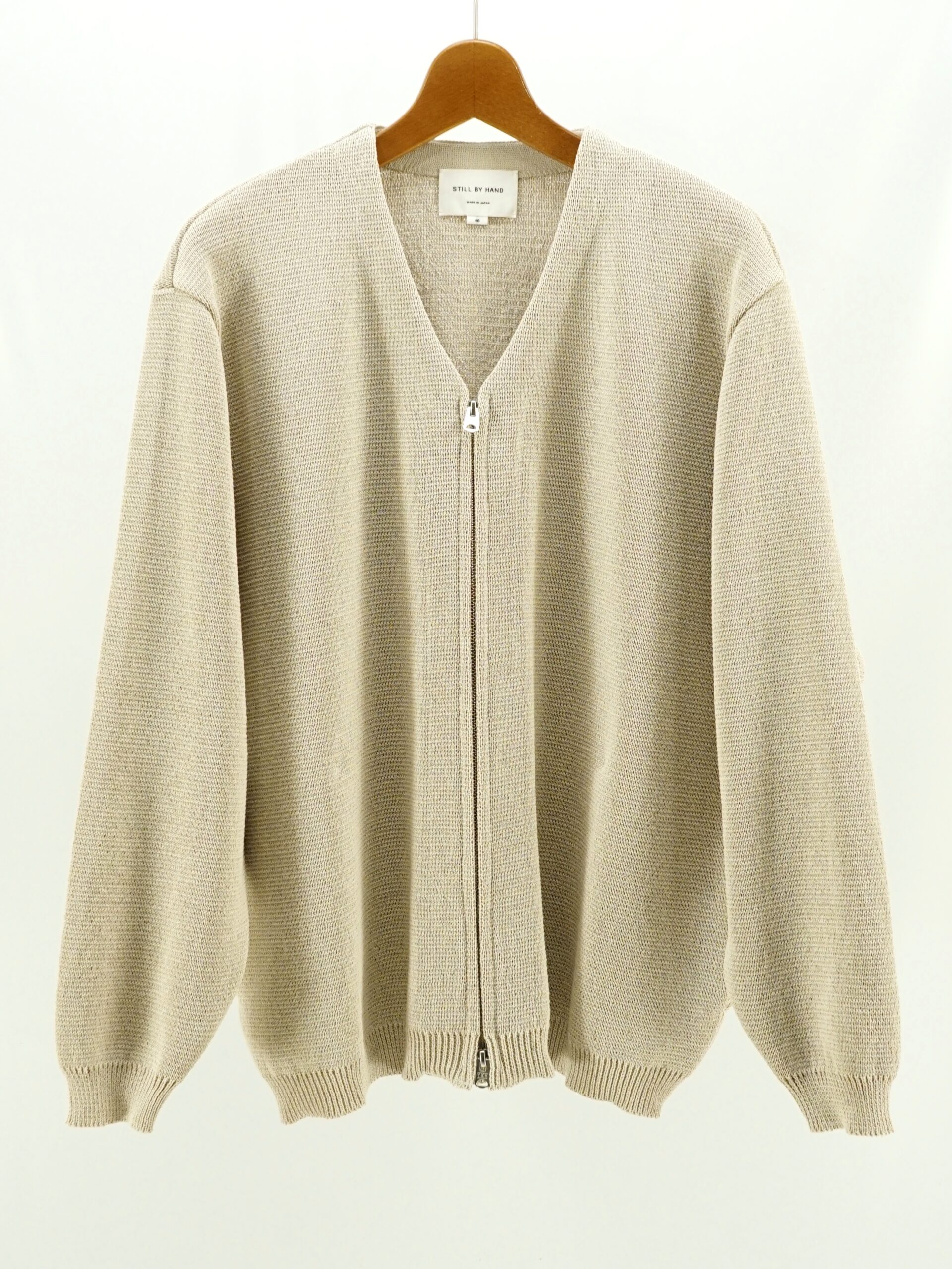 Paper mixed zip up cardigan / KN01251