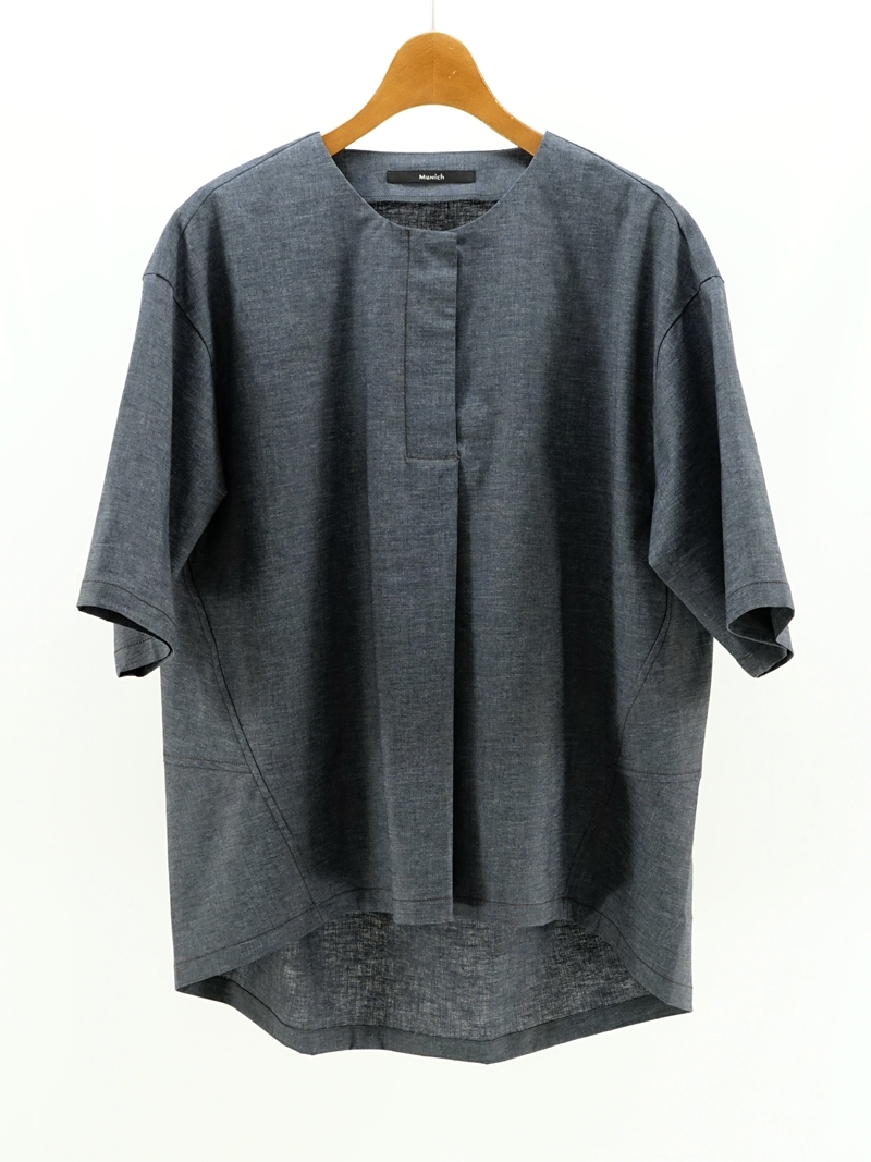 hemp chambray back cocoon pullover / MN251T55