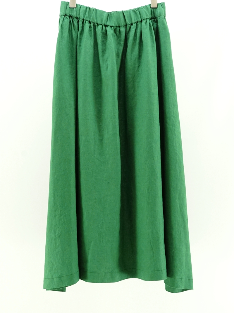 gather linen skirt / 251-113