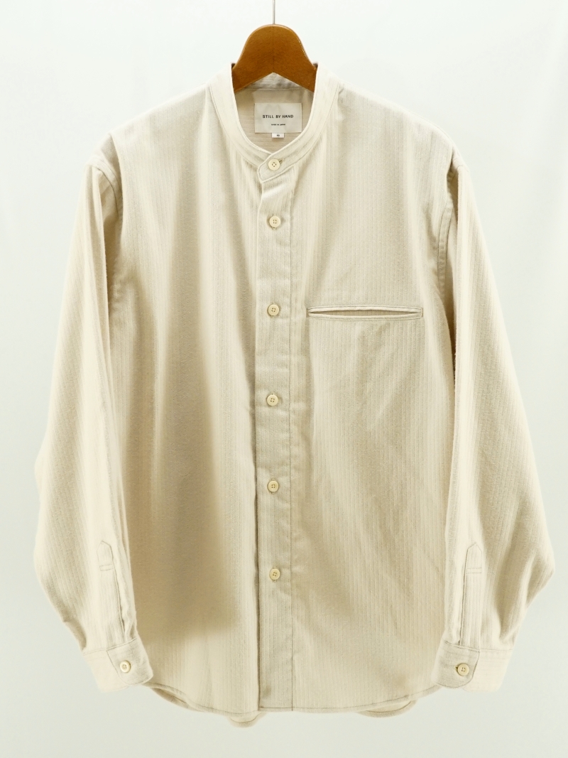 Cotton pique band collar shirt / SH01254