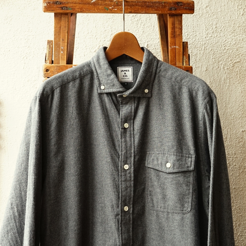 JAMES & CO.　ヴィエラ素材・ワイドスプレッドのボタンダウンシャツ