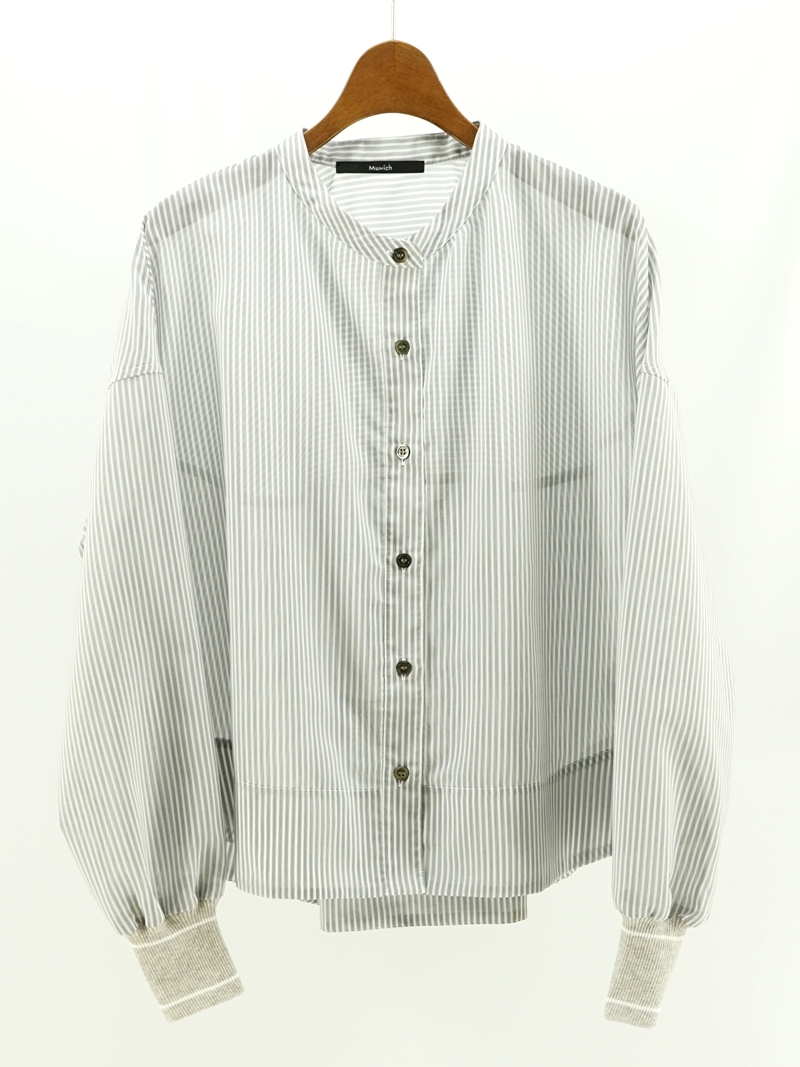 sheer voile × knit rib cuff shirt / MN261T36