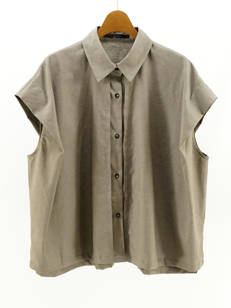 hemp chambray tuck sleeves shirt / MN261T50