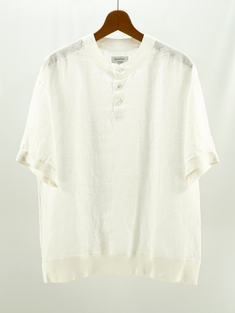 Linen henley s/s tee / HGD-377