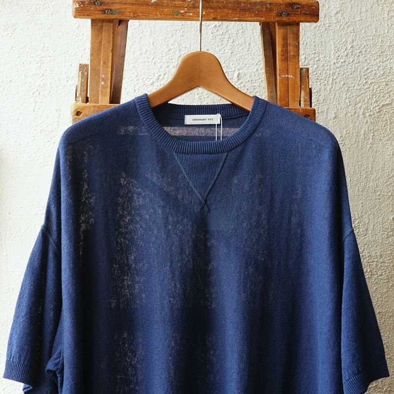 ORDINARY FITS　綿麻素材・BARBER KNIT のニットTシャツ