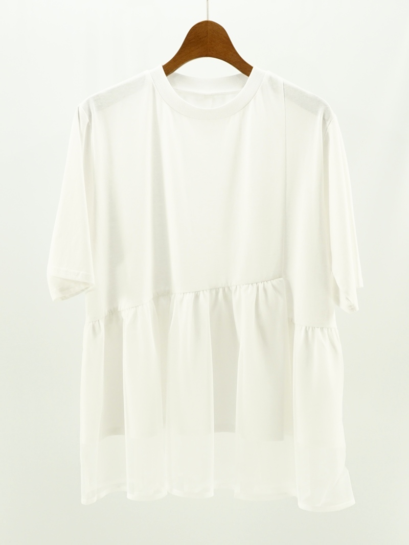 ASYMMETRY DESIGN MESH COMBI TOPS “TETTO” / LKL26HCS2023