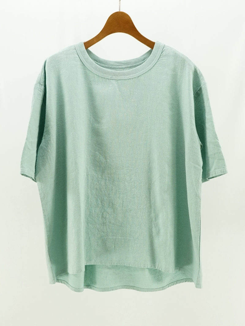 linen rich back tuck half sleeve shirt-Tee / MAS-24111