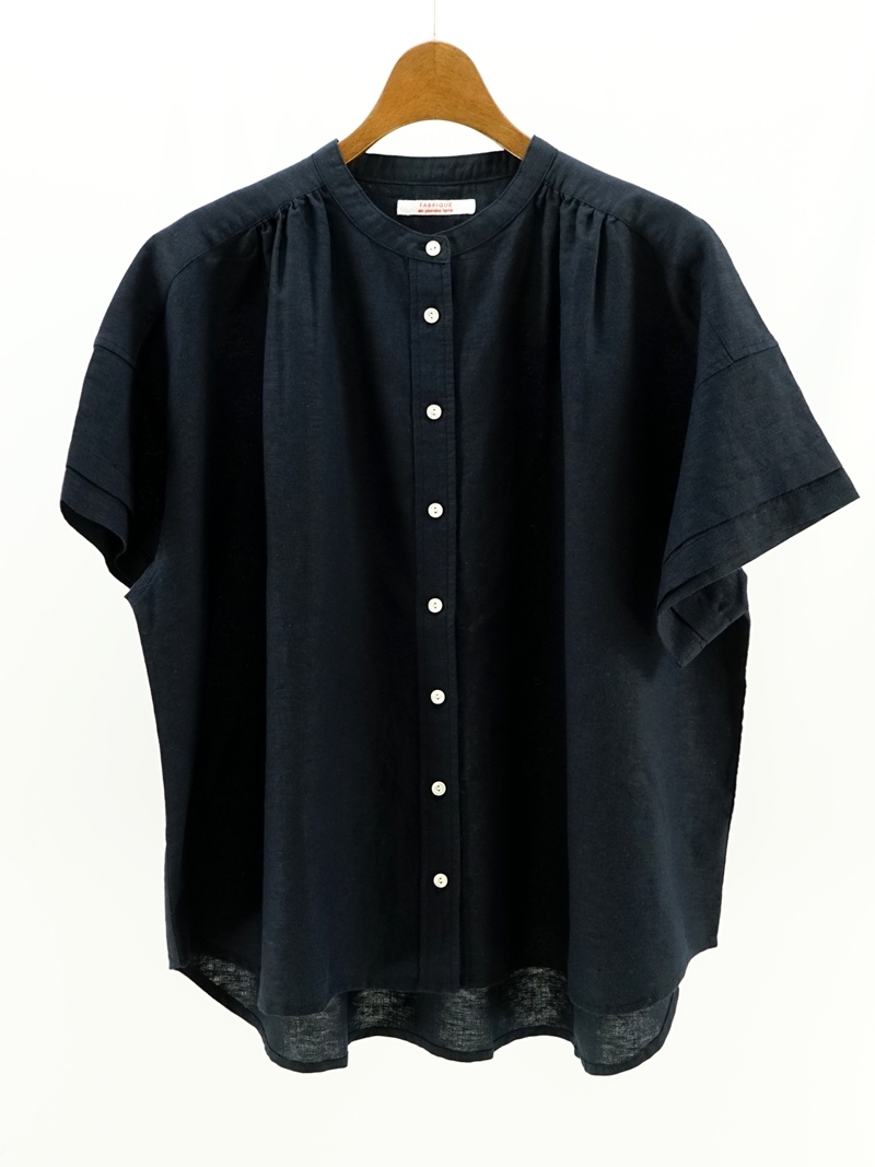 linen cuff tuck blouse / 261-087
