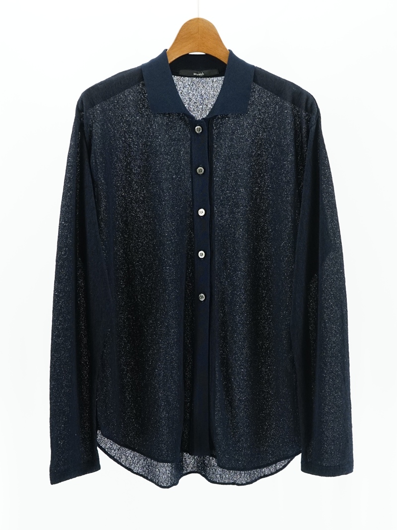 lacy jacquard polo blouse / MN262U08