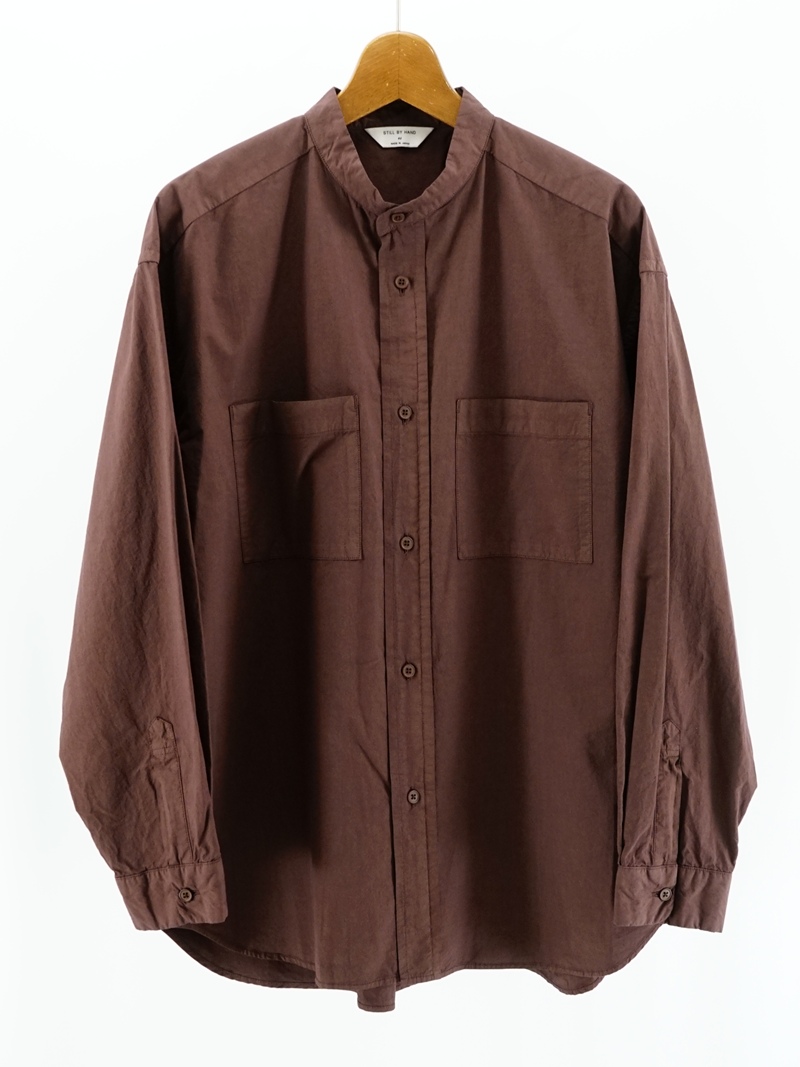 Garment-dye band collar shirt / SH03263