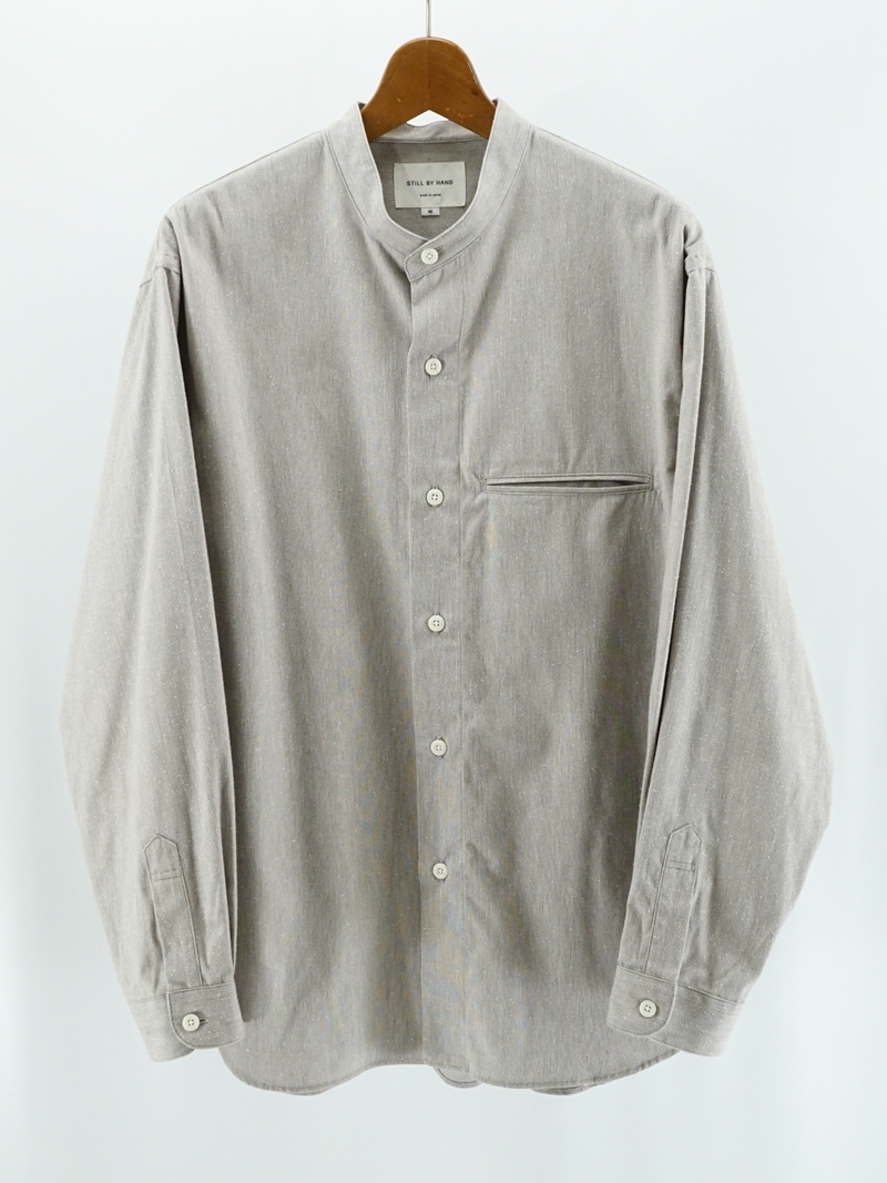 Silk nep band collar shirt / SH02263