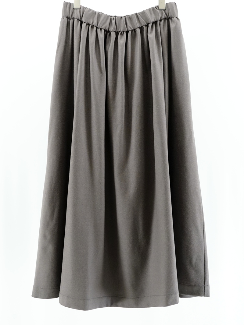 Flannel gather curve skirt / 262-107